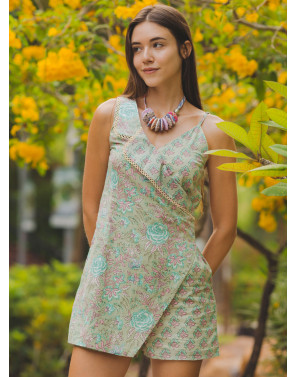 Livia Block Print Romper