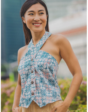 Eendie Batik Cap Halter Vest