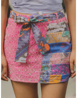 Poppy Eyelet Patchwork Skorts